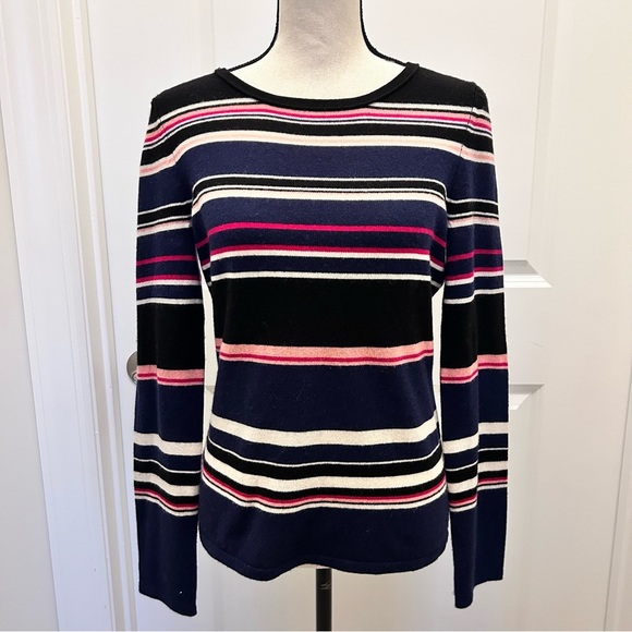 Diane Von Furstenberg Multicolor Striped Cashmere Sweater SZ M - Picture 1 of 5